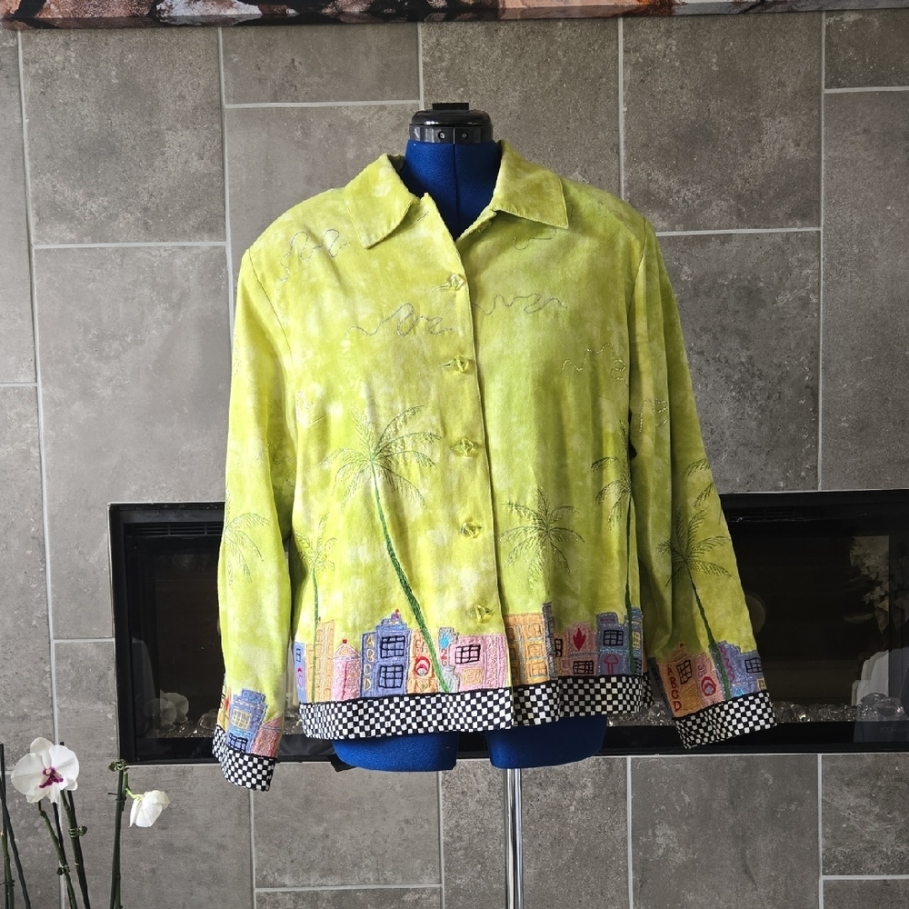 Yellow and Blue Notched Collar Blazer with Boxy Style